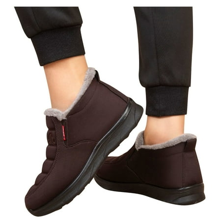 

Snow Boots for Women Winter Boot with Comfortable Warm Fur Lined Ankle Booties Outdoor Slip On Waterproof Short Snow Boots Warm Short Snow Men Women Velvet Water Couple Flat Snow Boots