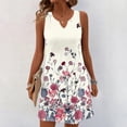 thumbnail image 2 of UDAUDU Casual Summer Dresses for Women 2026 V-Neck Sundresses Sleeveless Loose Sleep Dress Beach Tank Dress Vacation Floral Dresses Beige M, 2 of 7