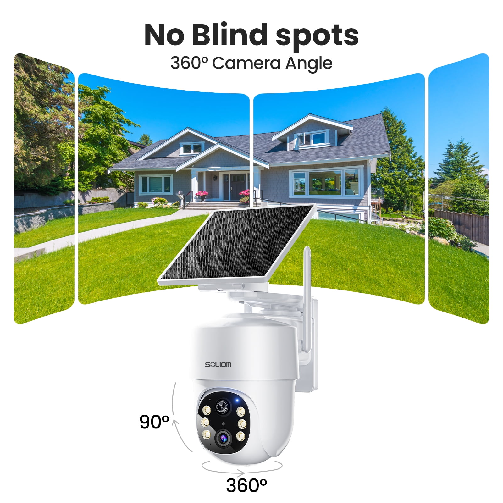 Soliom 5MP Wireless Outdoor Solar Camera (4-Pack) – No Subscription, Auto Tracking, Pan & Tilt, 3K Color Night Vision, Works with 2.4G/5G Routers