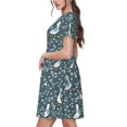 thumbnail image 2 of Naloa Goose with meadow flowers Print Womens Summer A-Line Dress with Pockets,Short Sleeve Dresses,Flowy Beach Swing Dress for Vacation Travel, 2 of 6