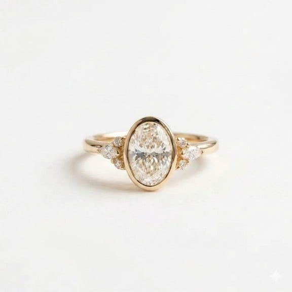 Oval & Marquise Cut Diamond Cluster Ring, Diamond Engagement Ring, Stackable Anniversary Gift For Wife, Handmade Jewelry, Daily Wear Ring, April Birthstone Ring, MInimalist Jewelry,