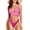 Hot Pink Gradient, variant on Hilor Women's Sexy High Cut One Piece Swimsuit Cutout Thong Monokini Bathing Suit Lace Up Bikini Swimwear