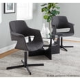 thumbnail image 3 of Vintage Flair Mid-Century Modern Swivel Accent Chair with X-pedestal Base in Black Metal and Charcoal Fabric by LumiSource, 3 of 4