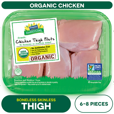 Perdue Harvestland, Organic, Fresh Boneless Skinless Chicken Thighs, 1-2.5 lb. Tray