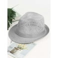 thumbnail image 3 of PULLIMORE Short Brim Fedora Hat Classic Breathable Summer Beach Sun Hat Panama Cap for Men Women (Gray), 3 of 11