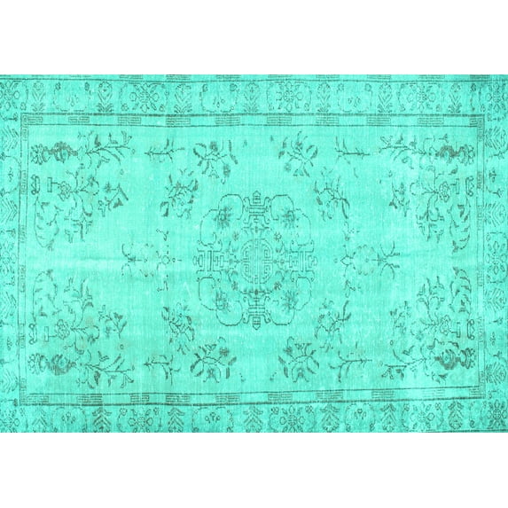 Ahgly Company Indoor Rectangle Abstract Turquoise Blue Contemporary Area Rugs, 5' x 8'