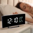 thumbnail image 4 of Despertador Vmvidoty con pantalla curva LED y espejo, reloj electrónico con espejo, temperatura y humedad medibles, tres niveles de brillo y ofertas de acceso anticipado., 4 of 6