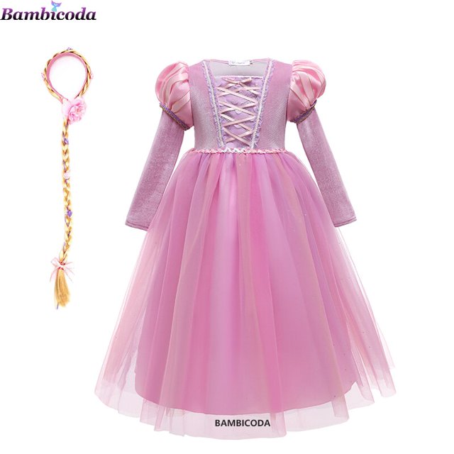 Disfraz de Rapunzel para niña, vestidos de fiesta de princesa, Disney, Vestido de Cosplay enredado, vestidos de baile para niños de 3 a 10 años Fivean unisex