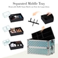thumbnail image 3 of 4 in 1 Rolling Makeup Train Case Large Cosmetic Trolley Box Salon Barber Case Traveling Cart Trunk, 3 of 7