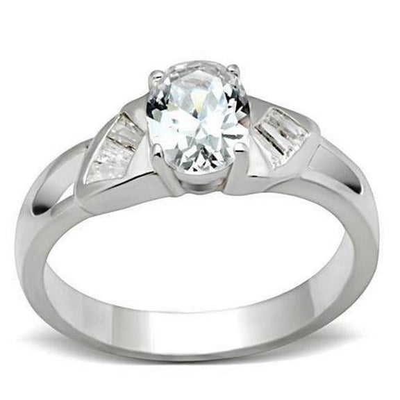 Alamode SS048-7 Silver 925 Sterling Silver Ring with AAA Grade CZ, Clear - Size 7