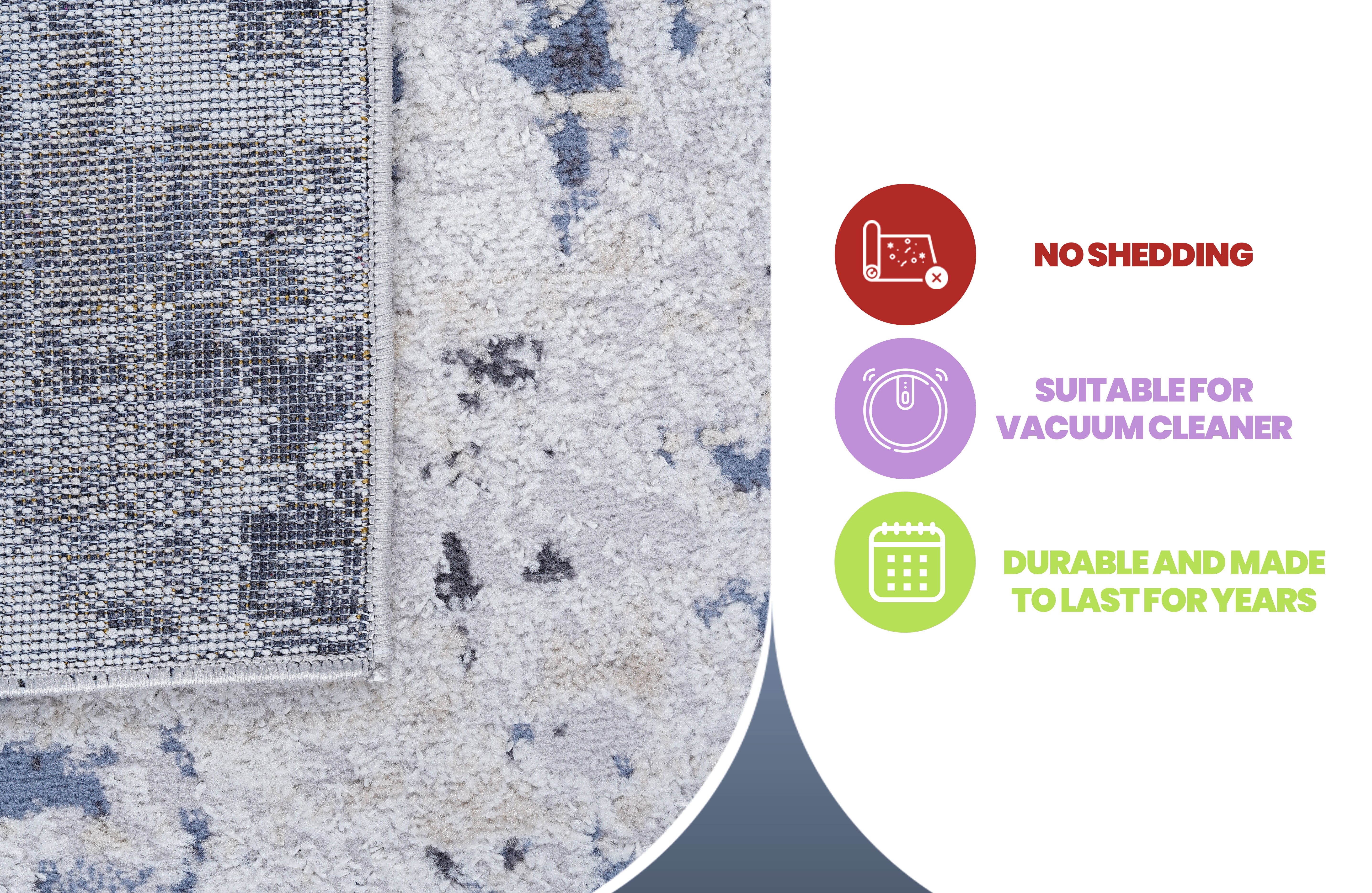 5' x 7' Grey Denim Abstract Area Rug Non-Shedding Stain Resistant Medium Pile Carpet for Living Room Bedroom Dining Room Home Office Entryway