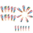 thumbnail image 5 of Fofosbeauty 24pcs Press on False Nails Tips, Coffin Fake Acrylic Nails, Contrast Ripples Purple Blue, 5 of 10