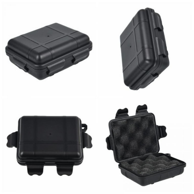 Small Waterproof Phone Container - Universal Plastic Box with Foam -  Camping Waterproof Phone Case for iPhone - Waterproof Case with 2u Buckle  for Camera/Micro Flash Drive/Wallet/Battery 2PCS 2 PCS - Black