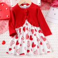 thumbnail image 2 of Valentine's Day Toddler Baby Girl Love Heart Printings Sleeveless Dress Ribbed Cardigan Two-Piece Set 9M-4Y, 2 of 5