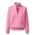 thumbnail image 2 of JFGHDG Womens Mock Neck Sweatshirt Quarter Zip Pullover Oversized Long Sleeve Tops Pink M, 2 of 8