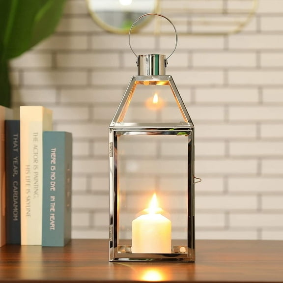 Stainless Steel Candle Lanterns for Home, Patio, Garden (Rose Gold)