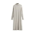 thumbnail image 3 of Meichang Turtleneck Cable Knit Sweater Dress for Women Chunky Long Sleeve Loose Fit Knee Length Pullover Sweater Dress Fall Winter Casual Knit Dresses, 3 of 4