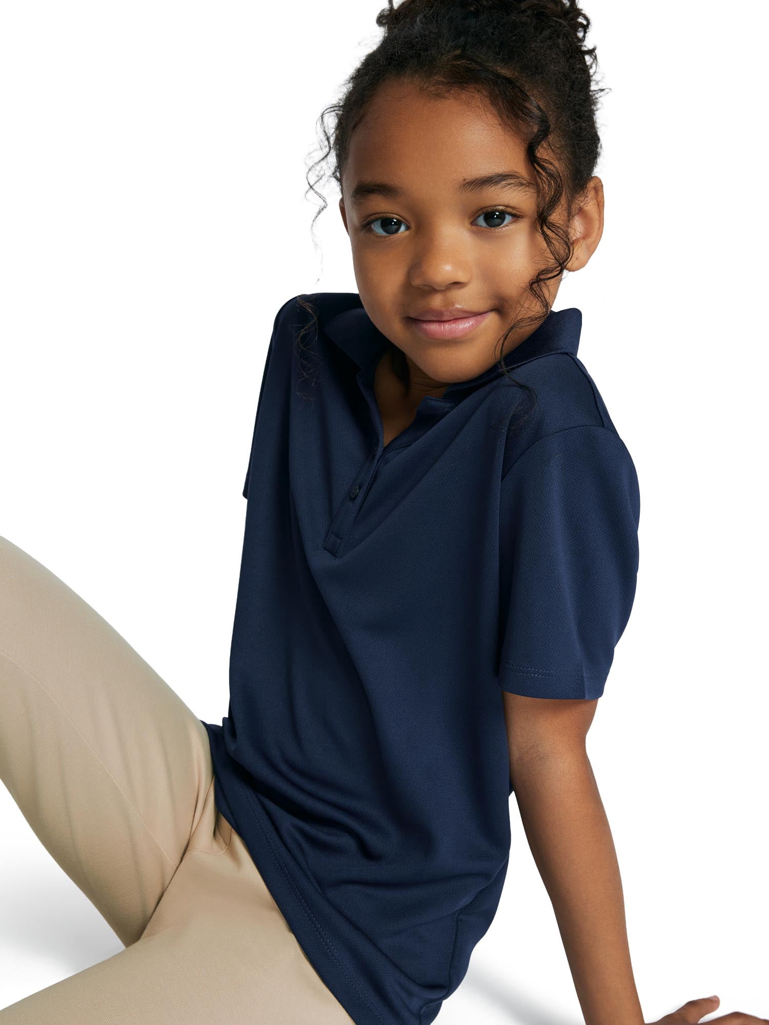 Wonder Nation Girls Performance Polo Shirt, Sizes XS-XXL