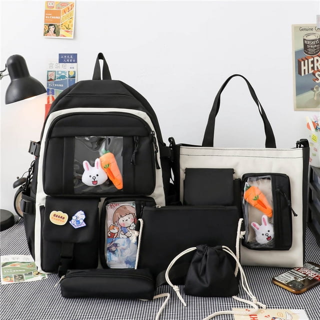Mochila de cinco piezas para estudiantes de secundaria, mochila ligera para escuela primaria, mochila femenina de gran capacidad, mochila para libros de texto