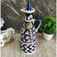 thumbnail image 2 of India Meets India Ceramic Bottle/Jug/Jar/Oil Dispenser [Blue] Ceramic Storage Bottle for Oil, Vinegar, Sauces, Ketchups, Ceramic Bottle w/ Lid, 25 OZ (750 ML), 2 of 5
