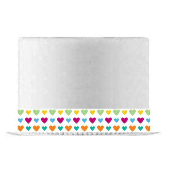 Rainbow Hearts Edible Cake Decoration Ribbon -6 Slim Strips