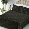 thumbnail image 3 of Ambesonne Art Deco Fitted & Flat Sheet with Shams 4 Pcs Set, Black Classic Scales Art, Queen, Black and Sand Brown, 3 of 5