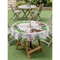 thumbnail image 3 of Spring Botanical Outdoor Tablecloth - 60 Inch Round Dining Table Cover, Garden Birds Floral Leaves Gray Woodn Waterproof Outdoor Table Cloth with Umbrella Hole & Zipper for Picnic/Patio/Party, 3 of 7