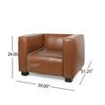 thumbnail image 2 of GDF Studio Minkler Contemporary Faux Leather Club Chair, Cognac Brown and Dark Walnut, 2 of 10