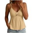 thumbnail image 1 of Fewfanhot Tops for Women Trendy Spaghetti Strap Peplum Lace Ruffle Hem Summer Cami Tank Top, 1 of 8