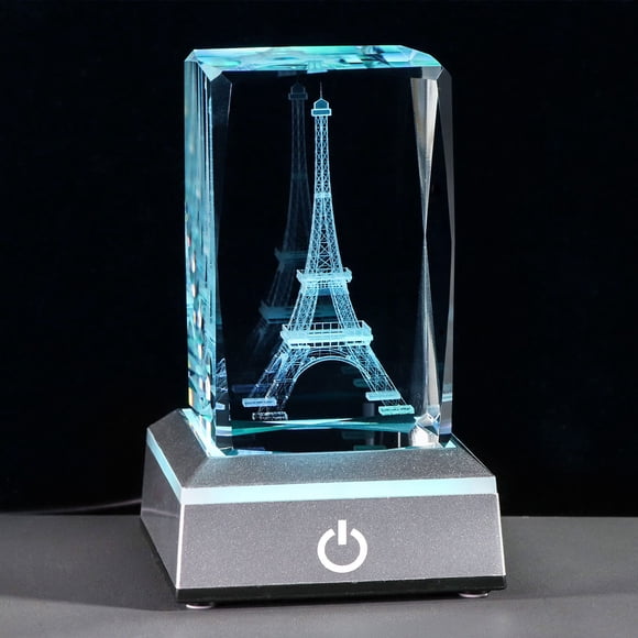 Lámpara LED Movdyka con forma de torre Eiffel de cristal 3D, 8 cm