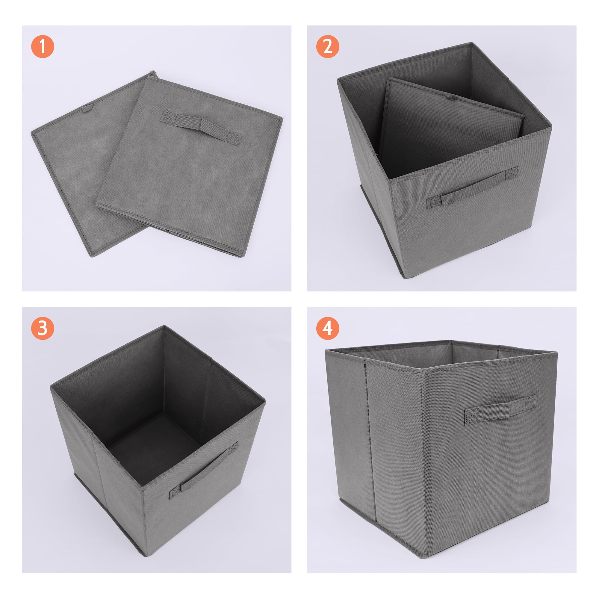 Unique Bargains Fabric Storage Cube Storage Bin Grey 11*10.6*10.6in
