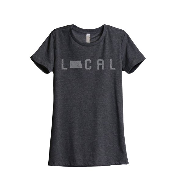 Thread Tank Local North Dakota State Women's Relaxed Crewneck T-Shirt Tee Charcoal Medium