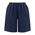 thumbnail image 5 of Gamivast Linen Shorts for Women Bermuda Drawstring Elastic Waist Beach Shorts Loose Fit High Waisted Breathable Shorts with Pockets Side Button Detail for Vacation Beach Casual, 5 of 8