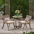 thumbnail image 2 of Noble House Coronad 3 Piece Outdoor Acacia Wood Bistro Set in Gray and Creme, 2 of 8