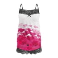 thumbnail image 3 of Women Lace Pajama Set Casual Spaghetti Strap Top and Shorts 2 Piece Pjs Set, Valentine's Day Heart Print Lounge Outfit, 3 of 5