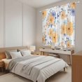 thumbnail image 3 of Orange Watercolor Floral Kitchen Curtains 63 Inch Length, Spring Flower Abstract Tiers Curtains for Living Room Berdoom Bathroom, Light Filtering Drapes Rod Pocket Window Treatment 2 Panels 42"Wx63"L, 3 of 8
