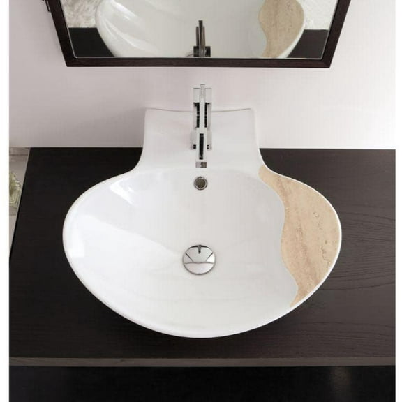 Nameeks 8202-One Hole Scarabeo 19-3/4" Ceramic Wall Mounted / Vessel Bathroom Sink - White