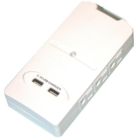 Quest Three-Sided Wall Surge Tap, 6-Outlets W/ 2 USB Ports, ETL