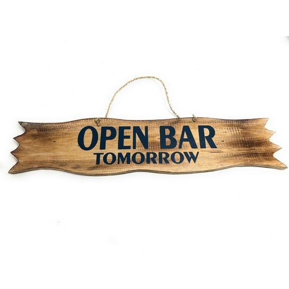 Open Bar Tomorrow Driftwood Sign - 20" - Tiki BarDecor | #snd2505850