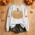 thumbnail image 2 of HongQid Crew Neck Sweatshirts Women Graphic Fall Pumpkin Thanksgiving Pullover Tops Oversized Winter Autumn Season Shirts Sequin Halloween Funny Cute Long Sleeve Tops, 2 of 7