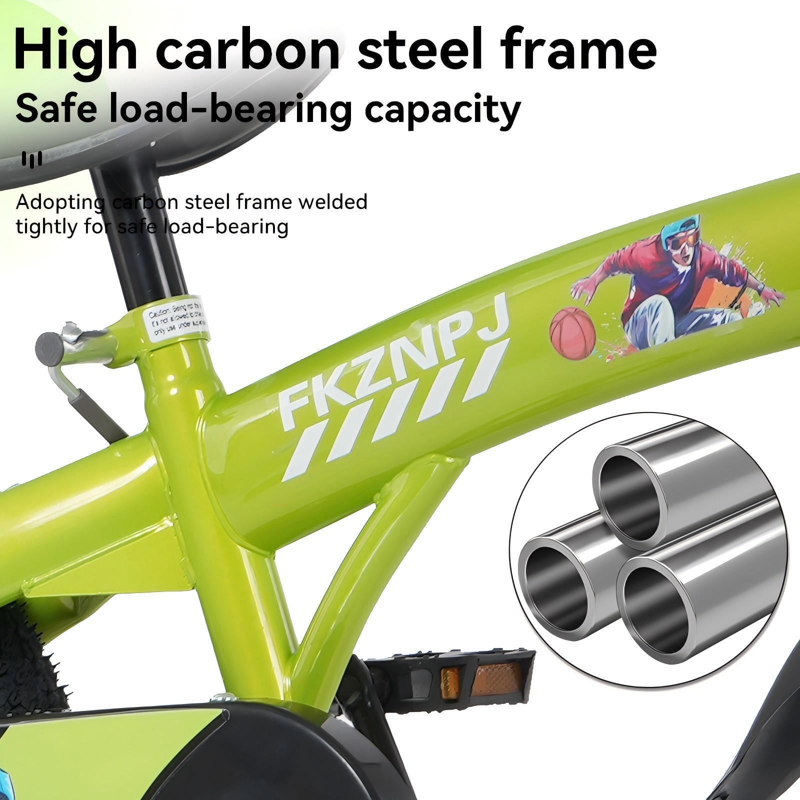 Alvantor Kids Bike 18" Adjustable Bicycle with Training Wheels & Basket for Aged 5-10 Girls & Boys Pink