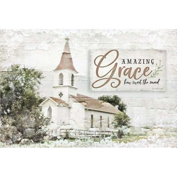 Amazing Grace Rustic Wood Style Wall Sign 12x18