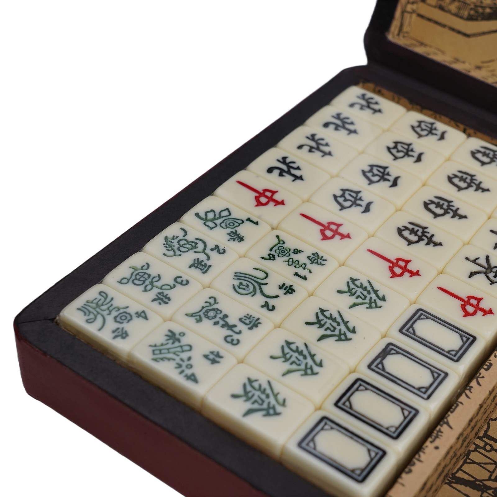 Portable Chinese Mahjong Set with 2pcs Dice Wooden Carrying Case for Travel Game
