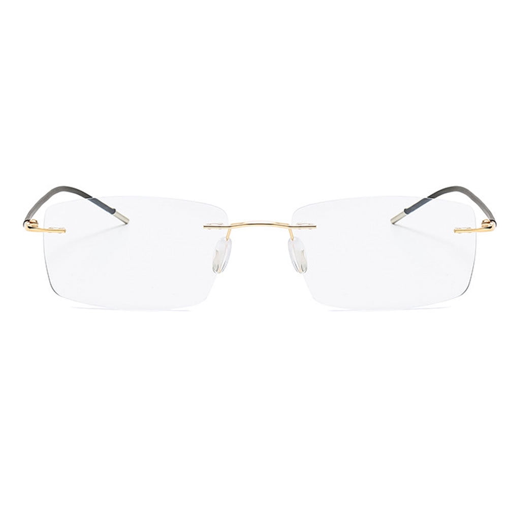 Men Progressive Rimless Ultralight Reading Glasses 1.00 Anti-blue Light Frameless Gold Multifocus Readers +1.00 Strength