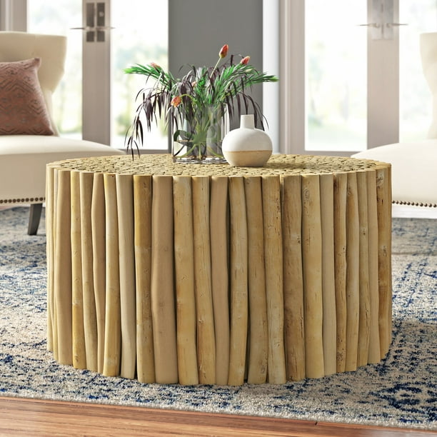 Enoch Solid Wood Drum Coffee Table Com Enoch Solid Wood Drum Coffee Table, Wooden Drum Coffee Tables