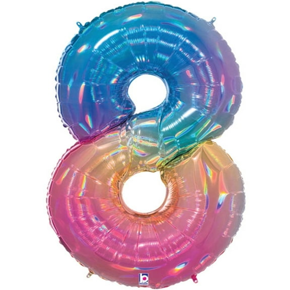 Megaloon Number 8 Opal Rainbow 34 Inch Foil Mylar Balloon [15848RW]