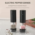 thumbnail image 2 of Electric Spice Grinder Duo with Storage Base - Adjustable 5-Level Ceramic Grinders for Salt & Pepper, Clear 95ml Container, Battery Operated, Includes Cleaning Brush, Ideal for Kitchen & Dining, Black, 2 of 7