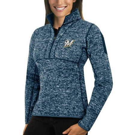 - Milwaukee Brewers Antigua Women's Fortune Half-Zip Pullover Sweater - Heathered Navy