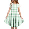 thumbnail image 1 of RXIRUCGD 2025 Vêtements d'Été pour Enfants Filles Robe Imprimée à Fleurs Manches Courtes Poches à Volants Col Rond pour Enfants, 1 of 5