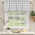 thumbnail image 3 of Grey Plaid Valances for Windows, Decorative Rod Pocket Window Valance Curtains, Gradient Geometric Buffalo White Checkered Short Curtain Drapes for Kitchen/Living Room, 2 Panels, 60" W x 18" L, 3 of 8